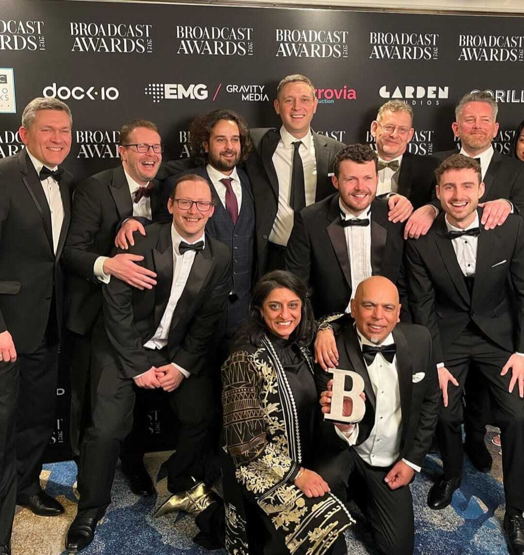 The runVT team together in black tie at the Broadcast Awards