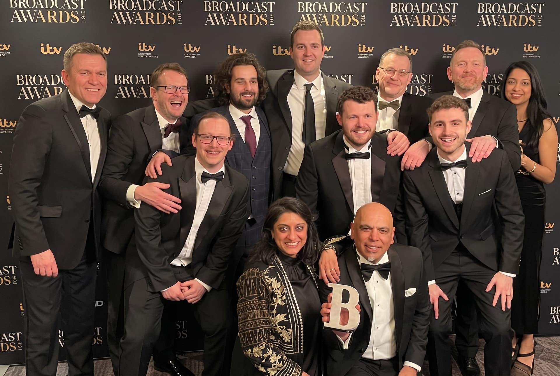 The runVT team together in black tie at the Broadcast Awards